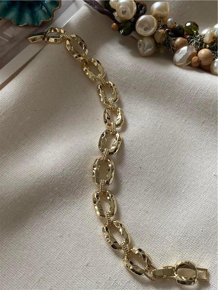 VIP 14K Desenli Oval Zincir Bileklik
