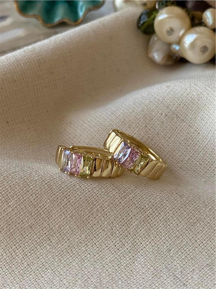 VIP 14K Pastel Taşlı Küpe
