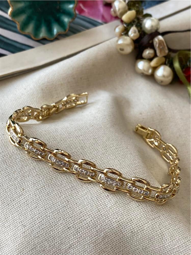 VIP 14K Taşlı Oval Geçmeli Bileklik