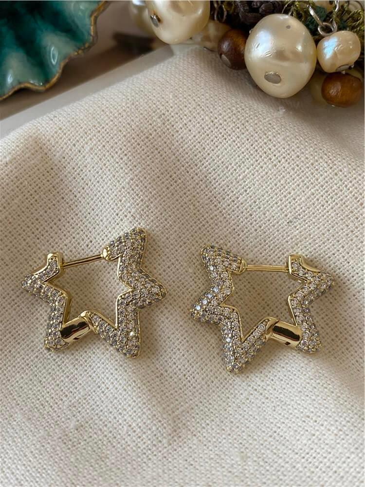 VIP 14K Taşlı Yıldız Küpe