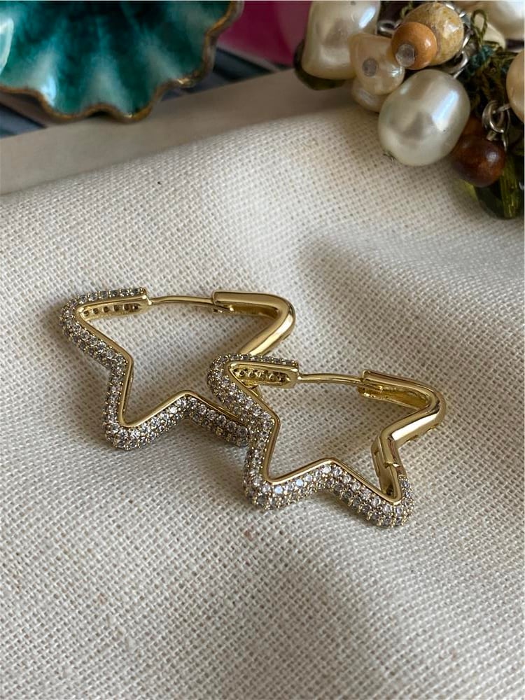 VIP 14K Taşlı Yıldız Küpe