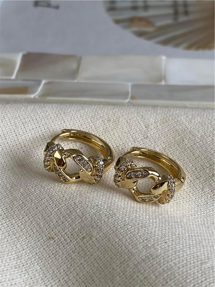 VIP 14K Zincir Detaylı Mini Halka Küpe