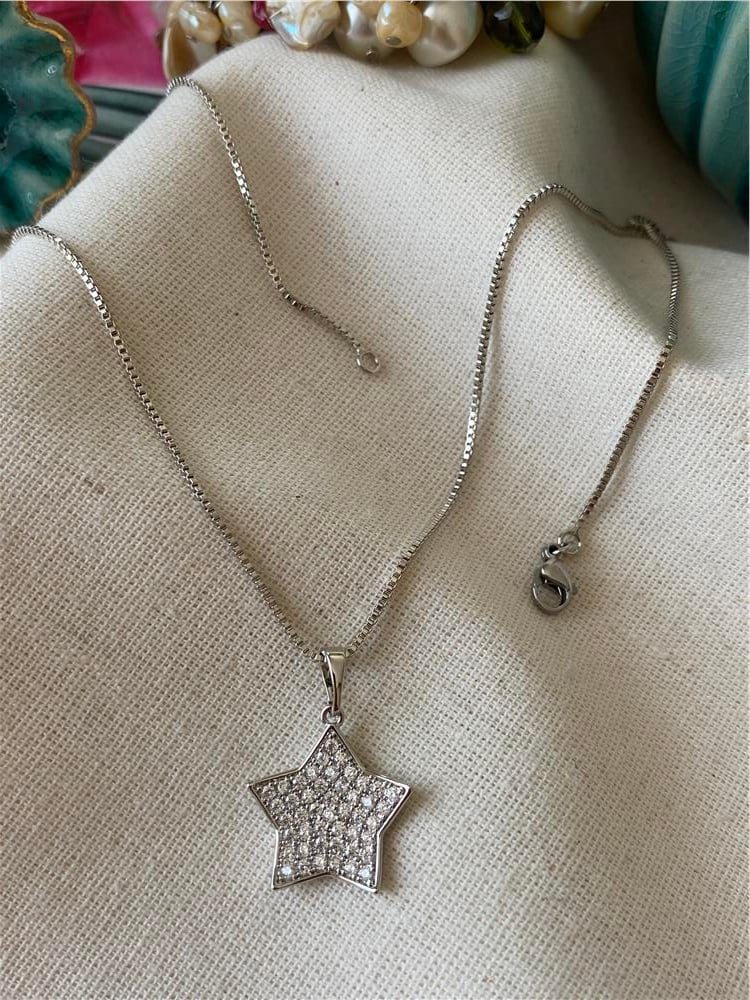 Vip Silver Taşlı Star Kolye 