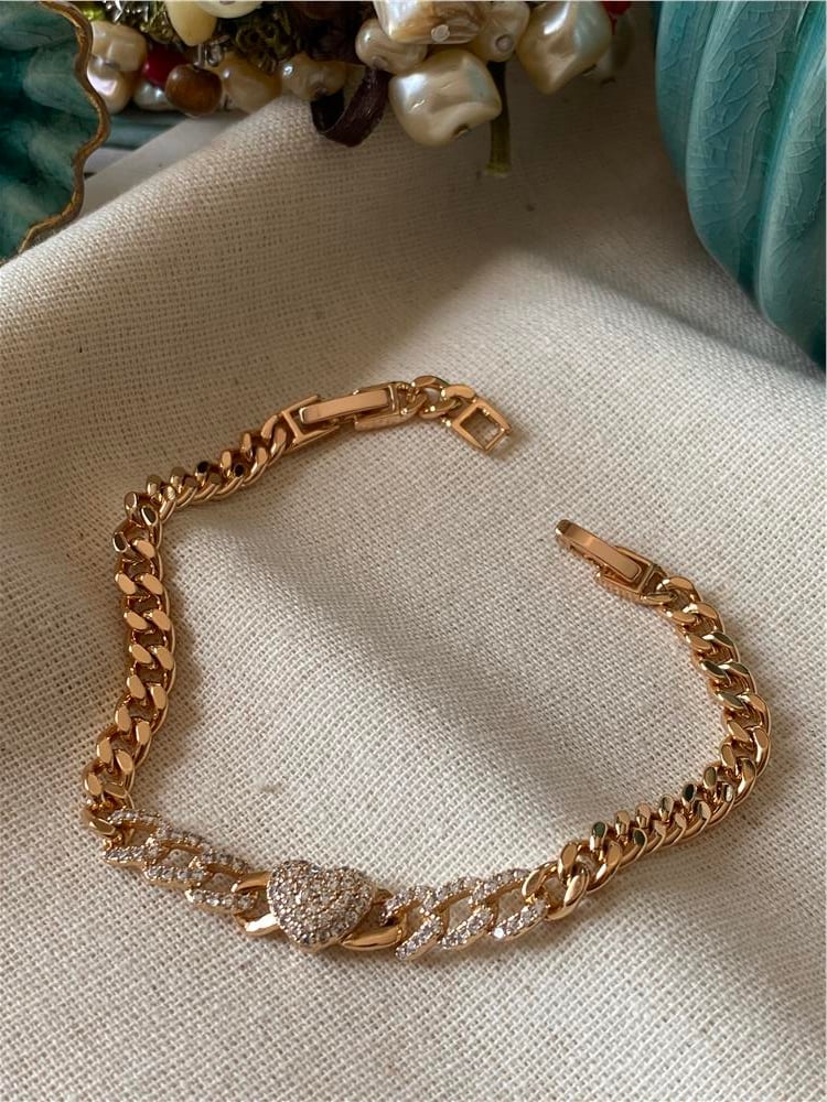 VIP Taşlı Heart Chain Bileklik
