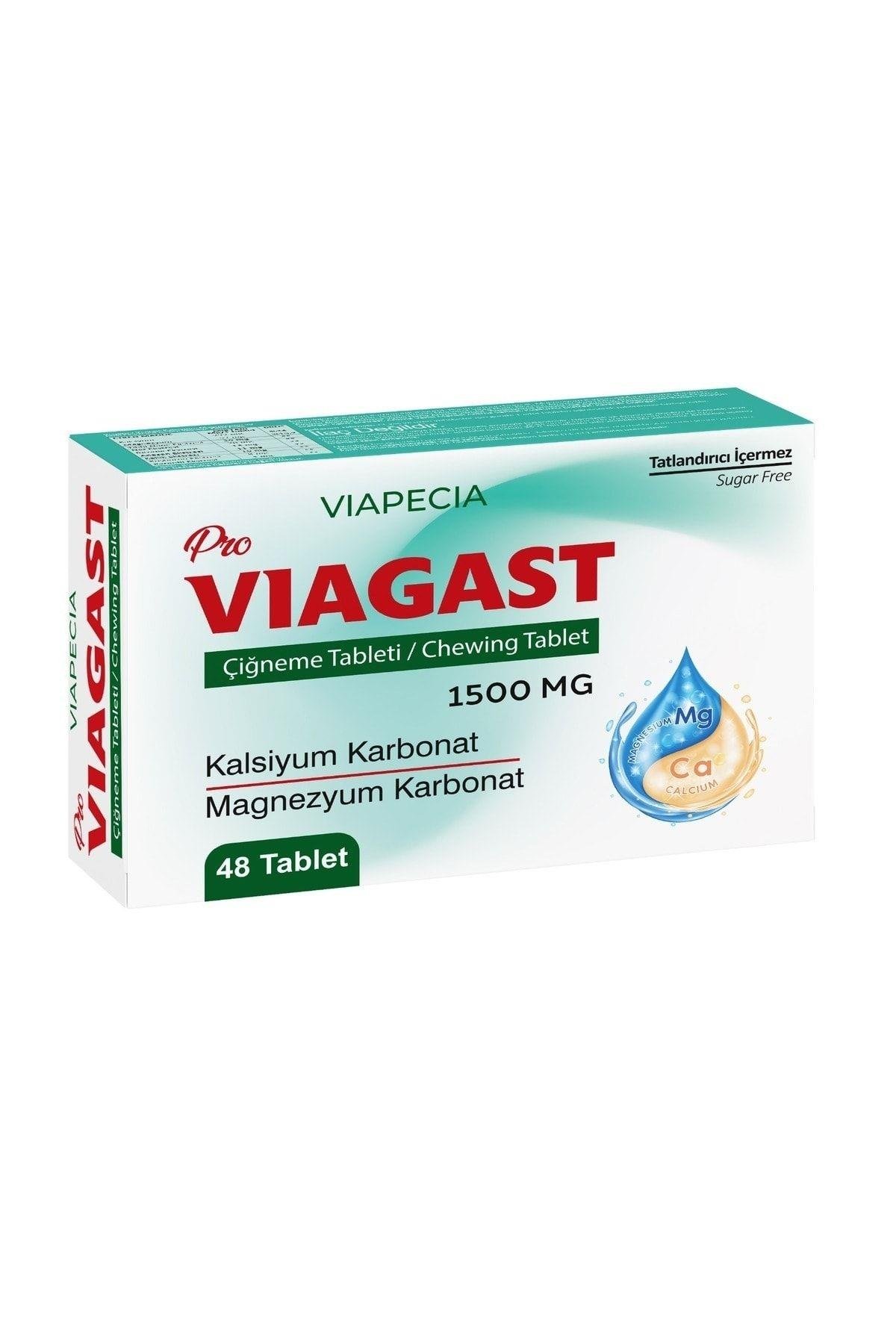 Viapecia Pro VİAGAST 1500 mg Kalsiyum & Magnezyum Karbonat Çiğneme Tableti 48 Adet - Kemik Sağlığı & Kas Desteği