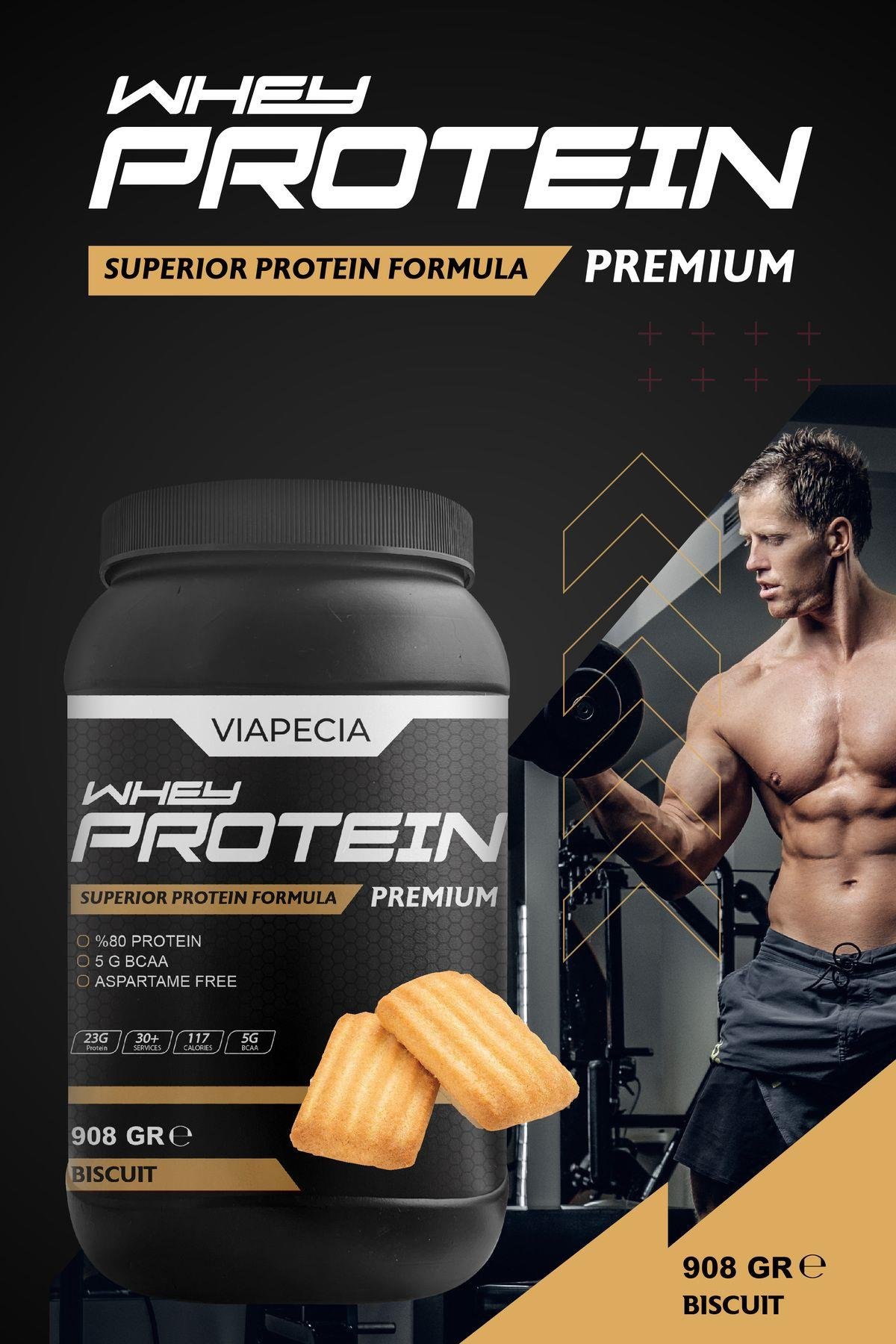 Viapecia Whey Protein 908 gr – Bisküvi Aromalı, Yüksek Proteinli Sporcu Besini