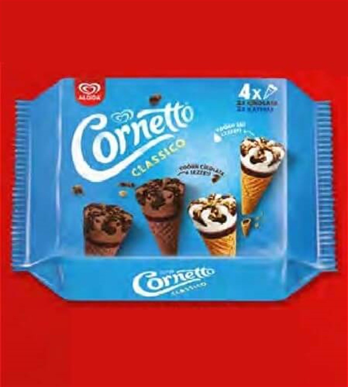 Algida Cornetto Classico 4 Adet Kakao ve Kayma Dondurma