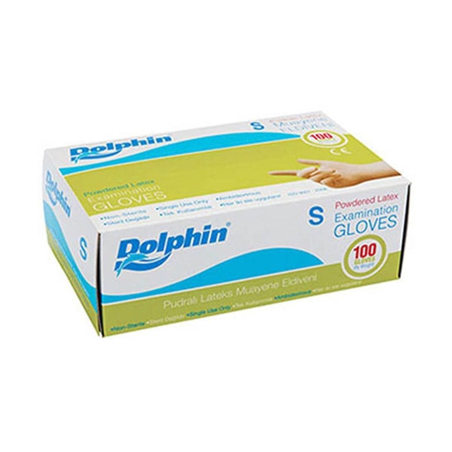 Dolphin Lateks Pudralı Muayene Eldiveni 100 Adet Küçük Boy (S)