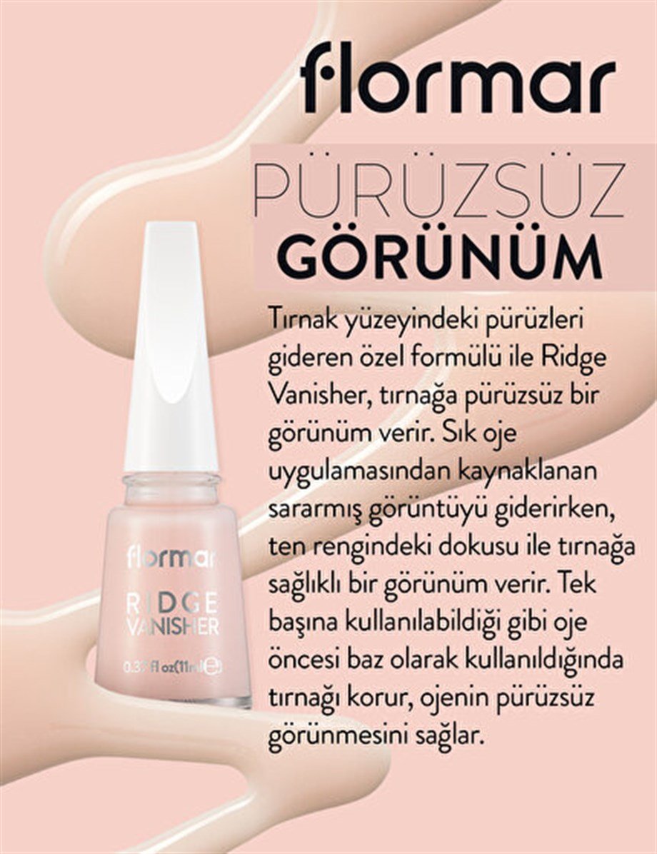 Flormar Ridge Vanisher - Pürüzsüzleştirici Etkili Tırnak Bazı 11 Ml
