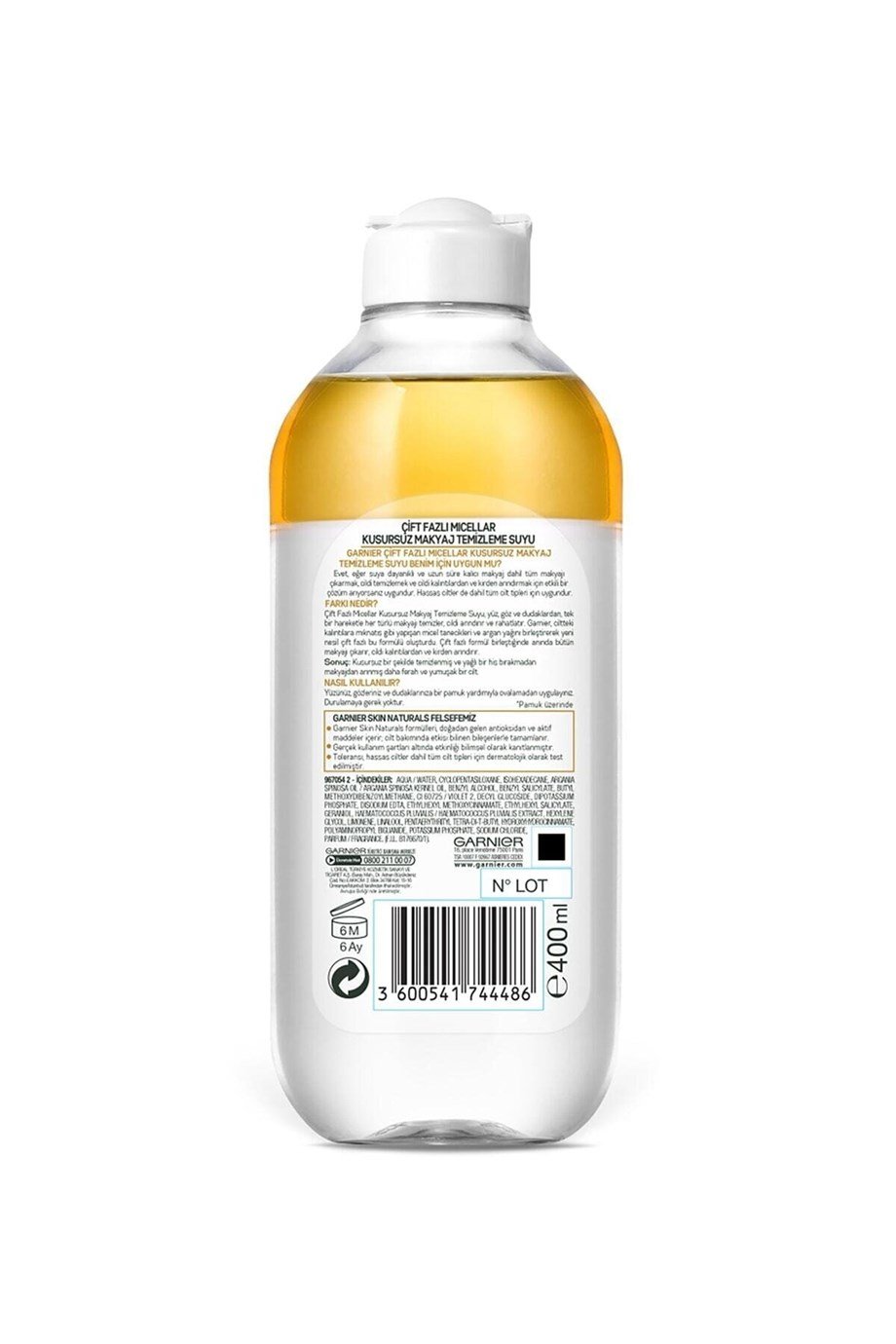 Garnier Micellar Çift Fazlı Kusursuz Makyaj Temizleme Suyu 400 Ml 