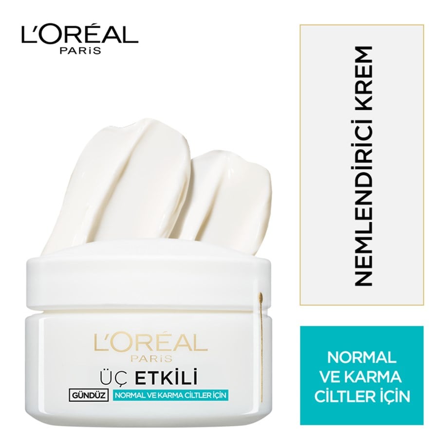 L'Oréal Paris 3 Etkili Günlük Bakım Kremi Normal ve Karma Ciltler 50 Ml