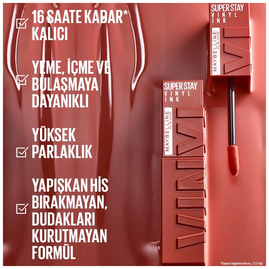 Maybelline - Maybelline New York Super Stay Vinyl Ink Uzun Süre Kalıcı Likit Parlak Ruj - 100 Charmed