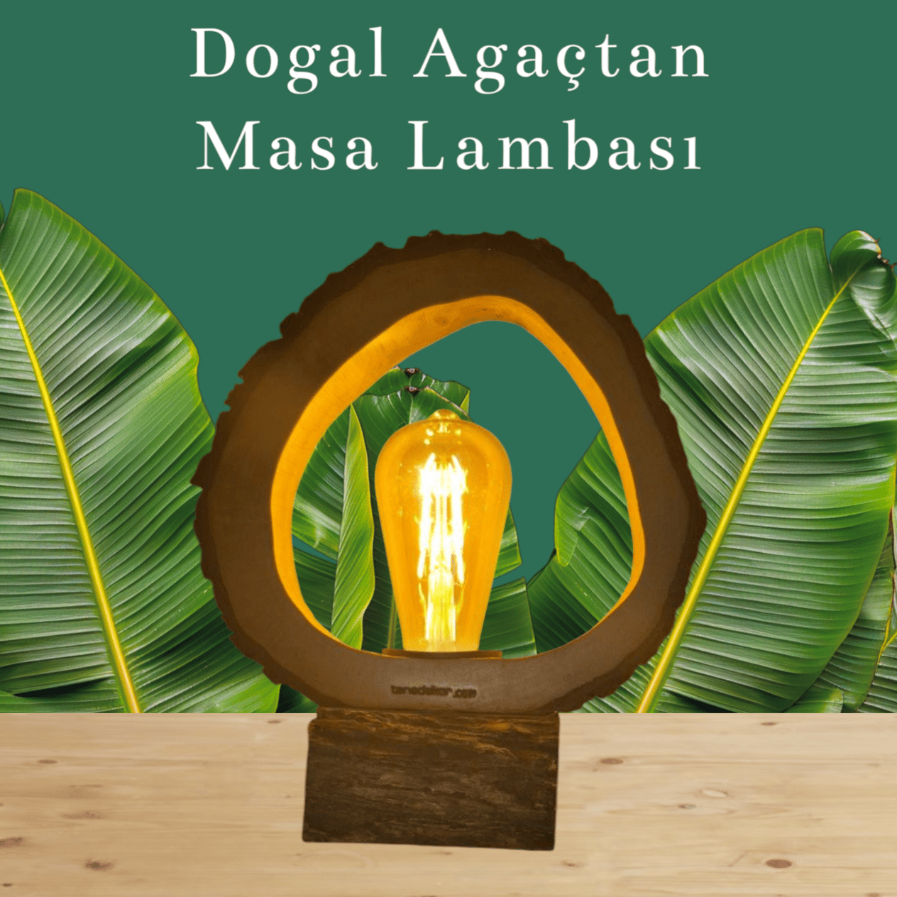 Doğal Ahşap Masa Lambası – Rustik El Yapımı Dekoratif AydınlatmaMasa LambasıTena Dekor Doğal Ağaç El İşçiliği Tasarım Masa Lambası Abajur
