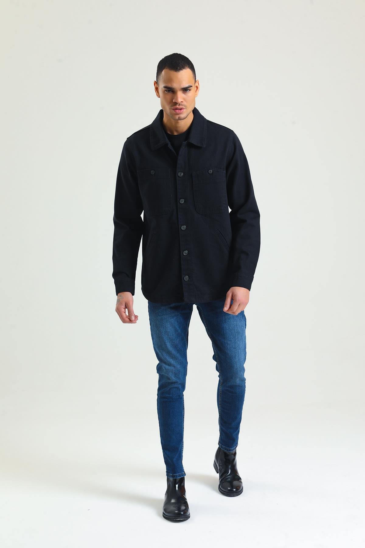 CEKMON CEKMON Erkek Regular Fit Çok Cepli Düğmeli Astarsız Gabardin İnce Spor Ceket 