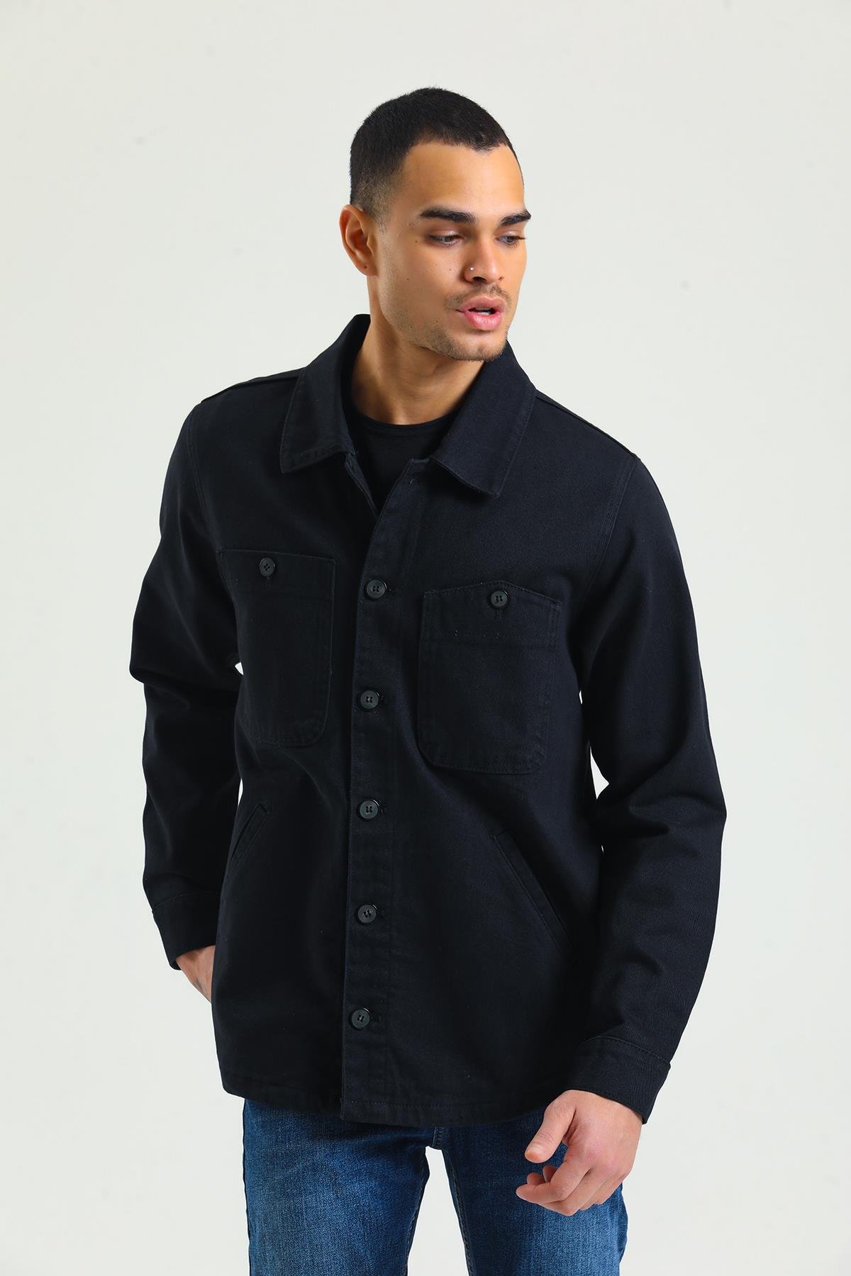 CEKMON CEKMON Erkek Regular Fit Çok Cepli Düğmeli Astarsız Gabardin İnce Spor Ceket 