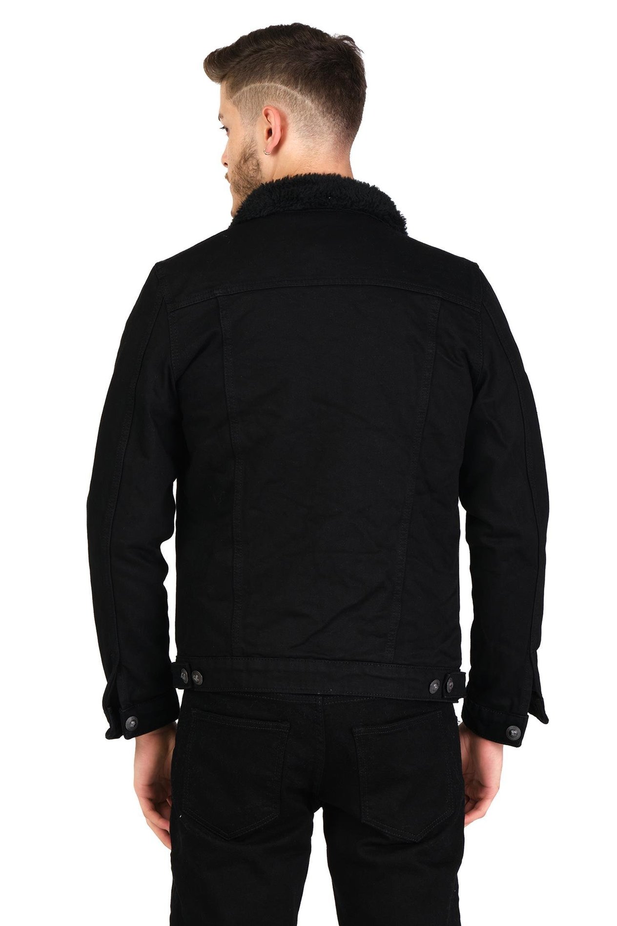 CEKMON CEKMON Erkek Slim Fit İçi Yünlü Düğmeli Kısa Kot Mont 