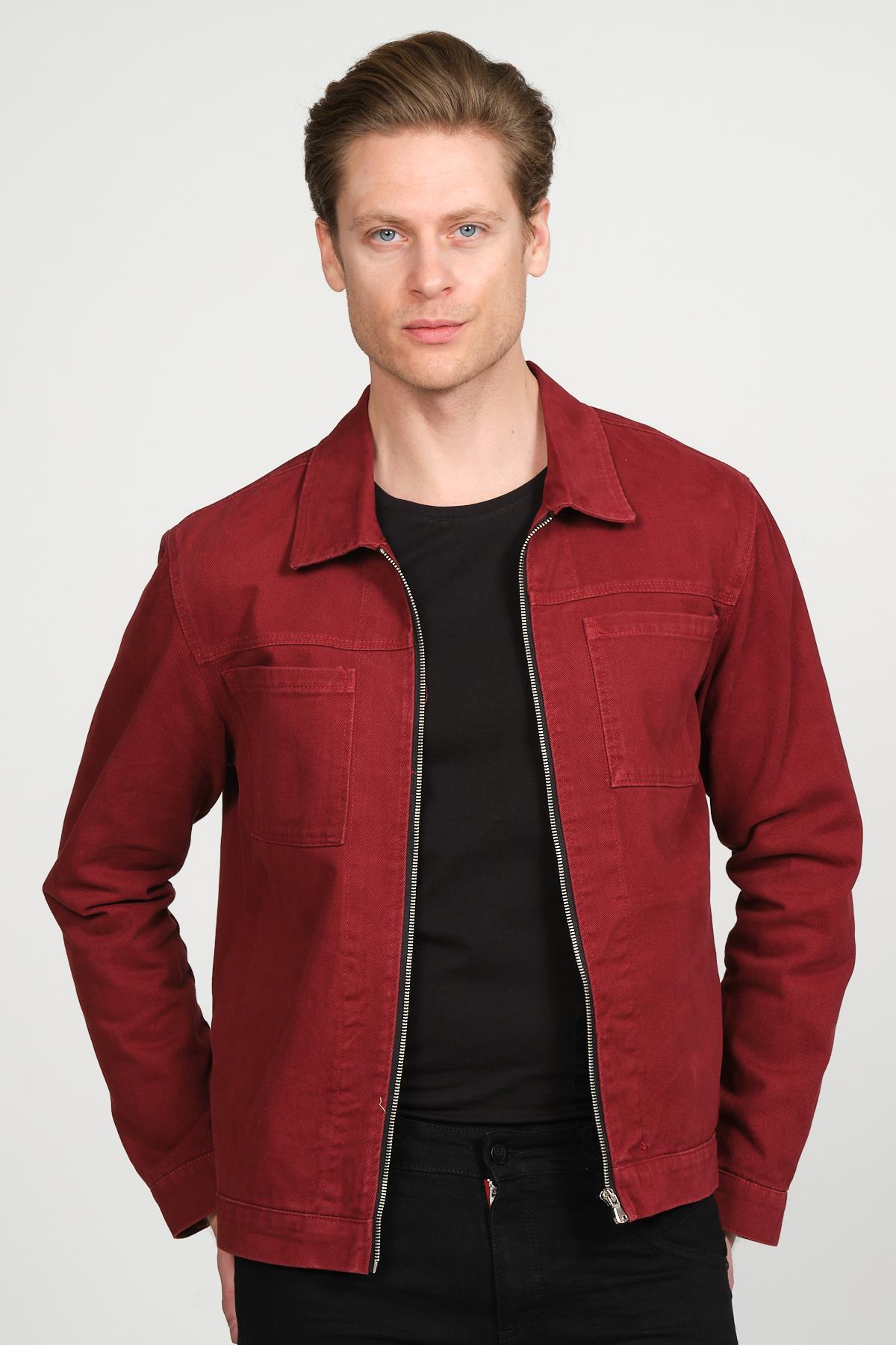 CEKMON Erkek Regular Fit Fermuarlı Gabardin Spor Gömlek Ceket 