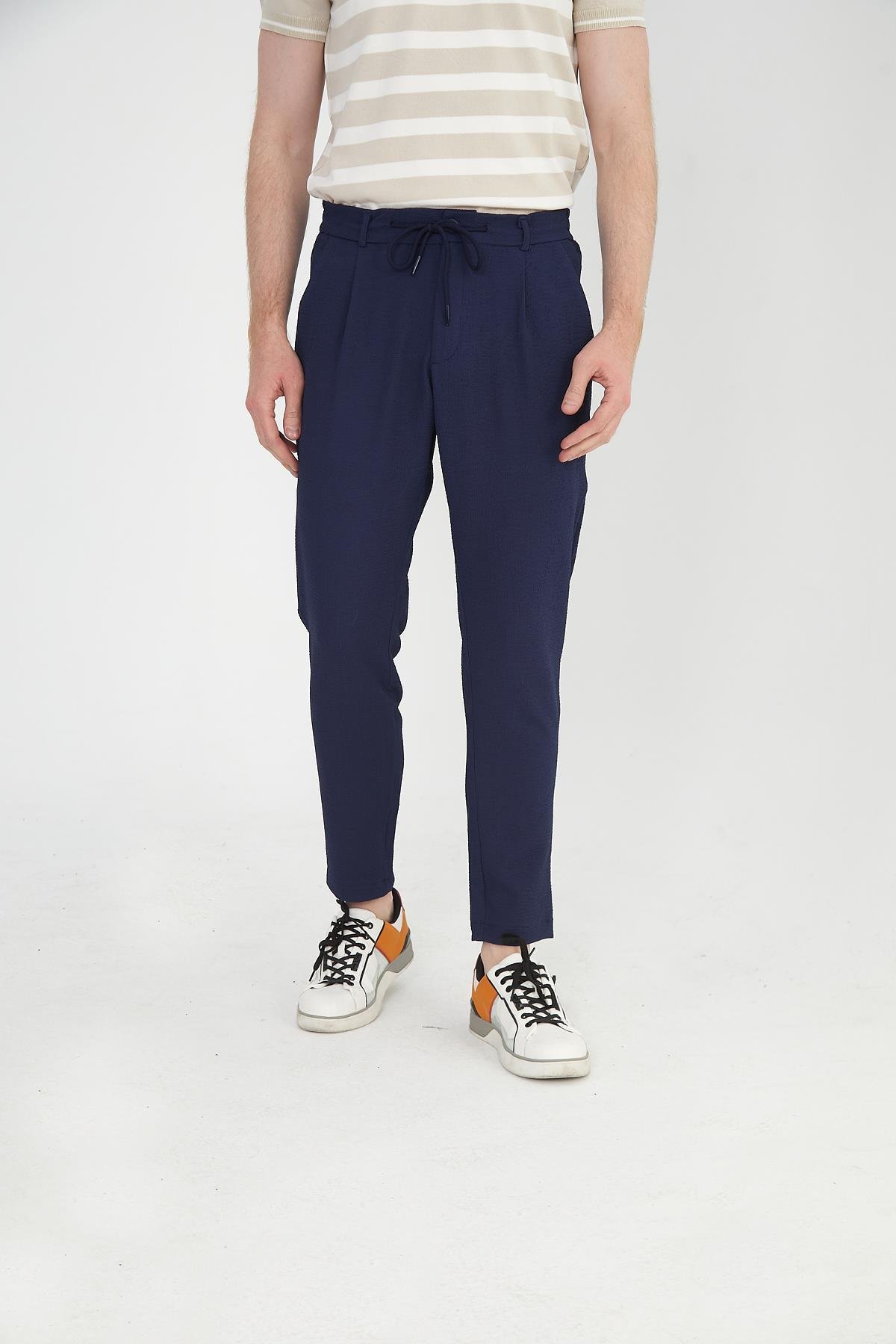 CEKMON Erkek Regular Fit Fermuarlı ve Bağcıklı Rahat Jogger Pantolon 