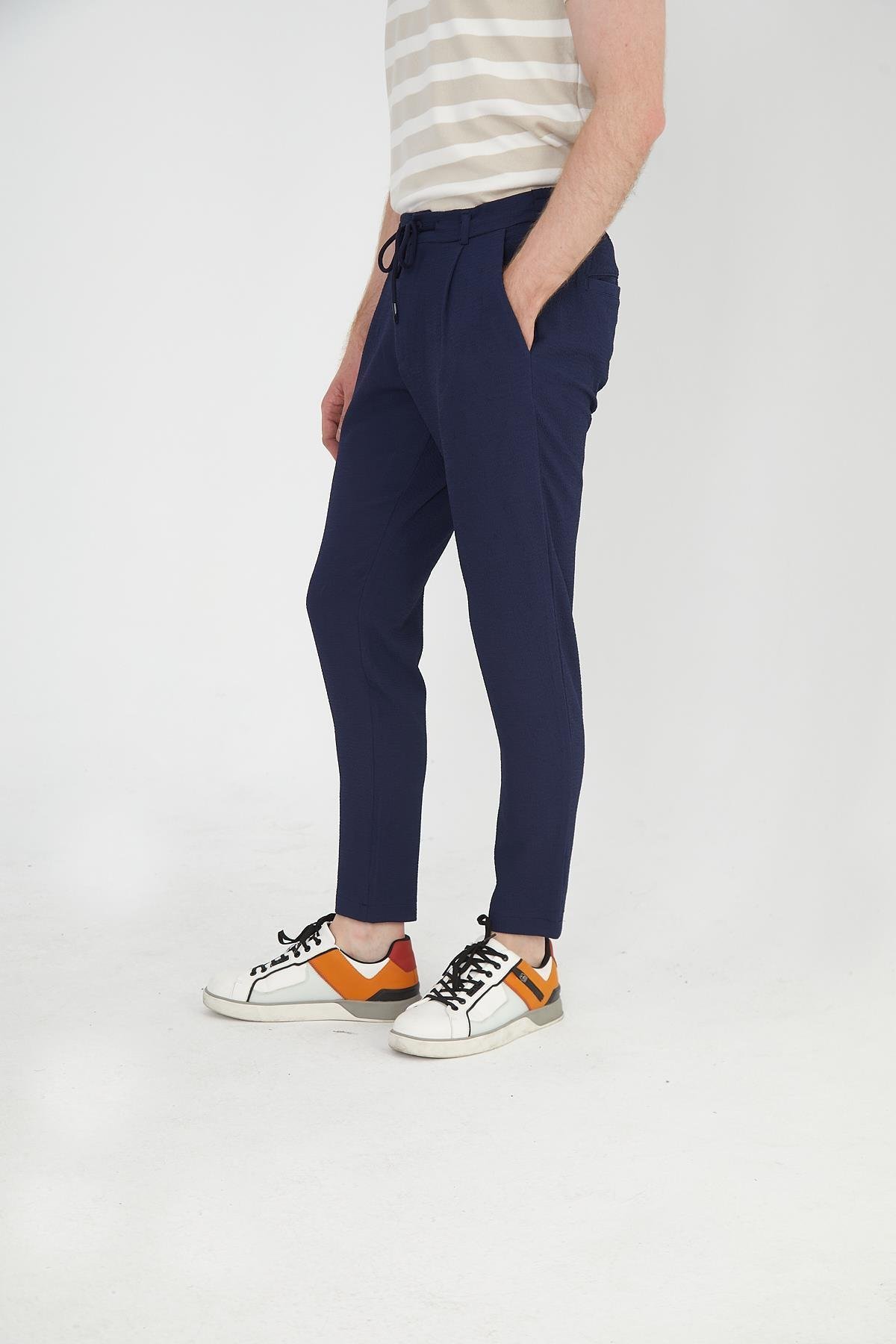 CEKMON Erkek Regular Fit Fermuarlı ve Bağcıklı Rahat Jogger Pantolon 