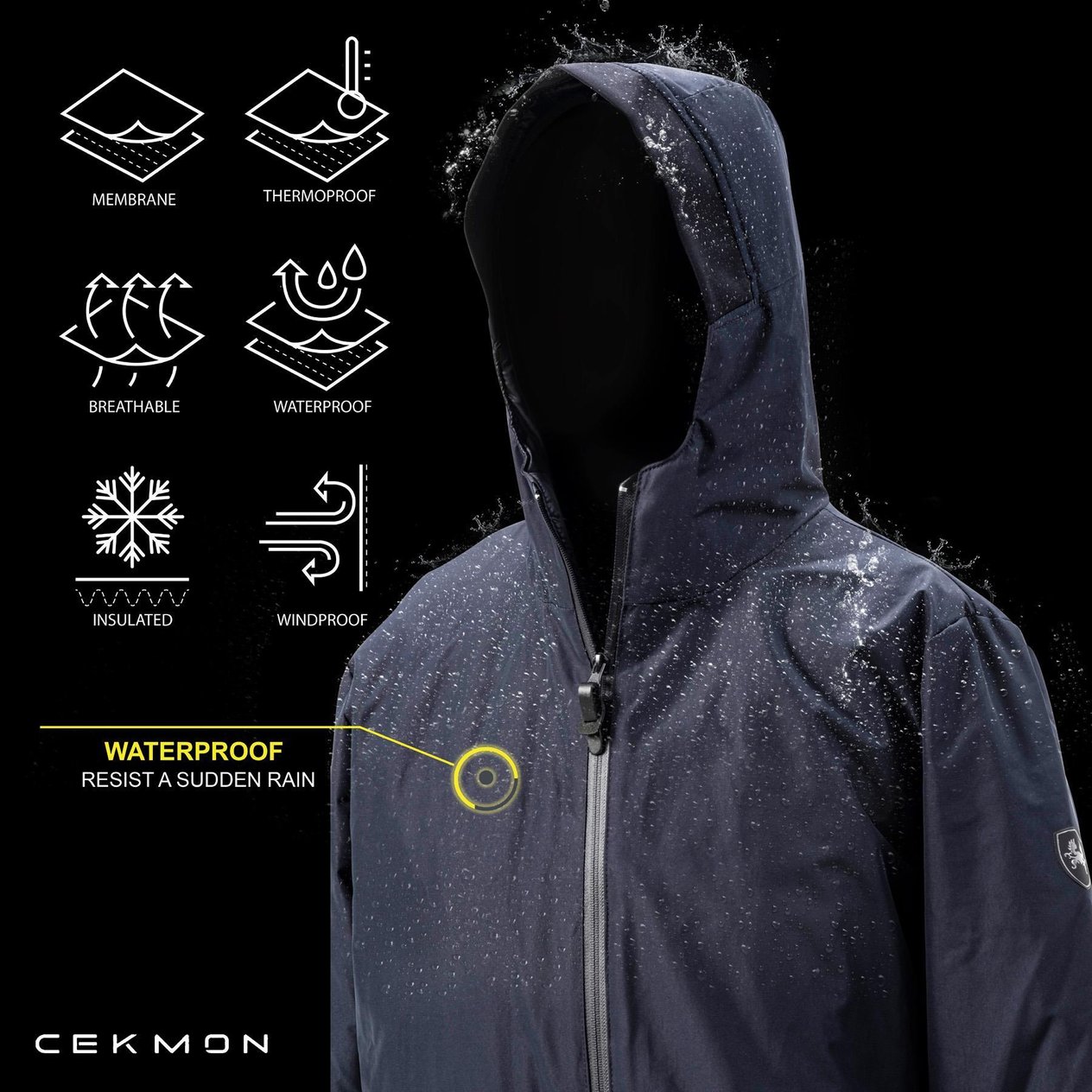 CEKMON Erkek Regular Fit Kapüşonlu Fermuarlı Çok Cepli Kışlık Klasik Mont 