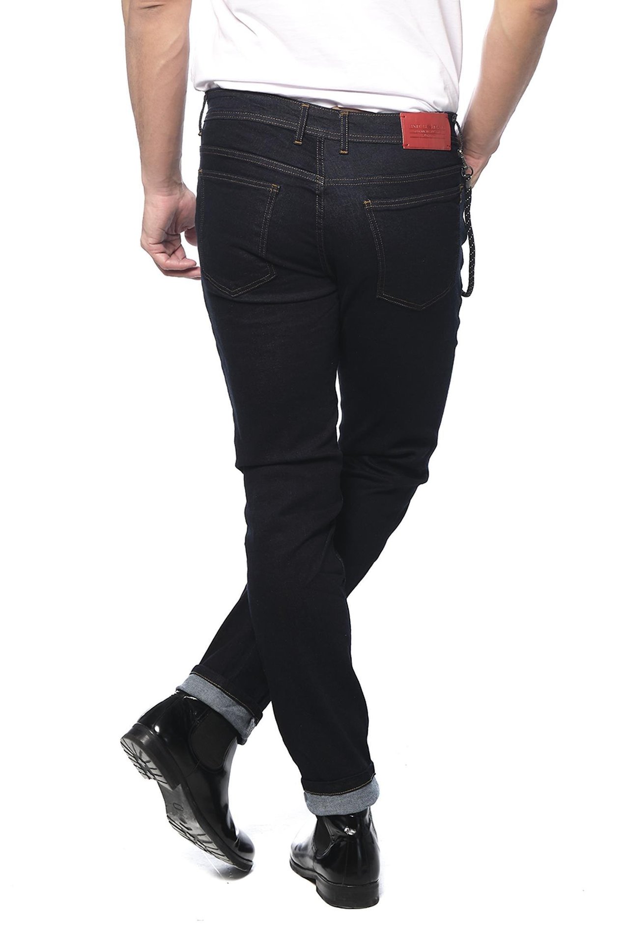 CEKMON Erkek Slim Fit Boru Paça Rahat Likralı Zincirli Kot Pantolon 