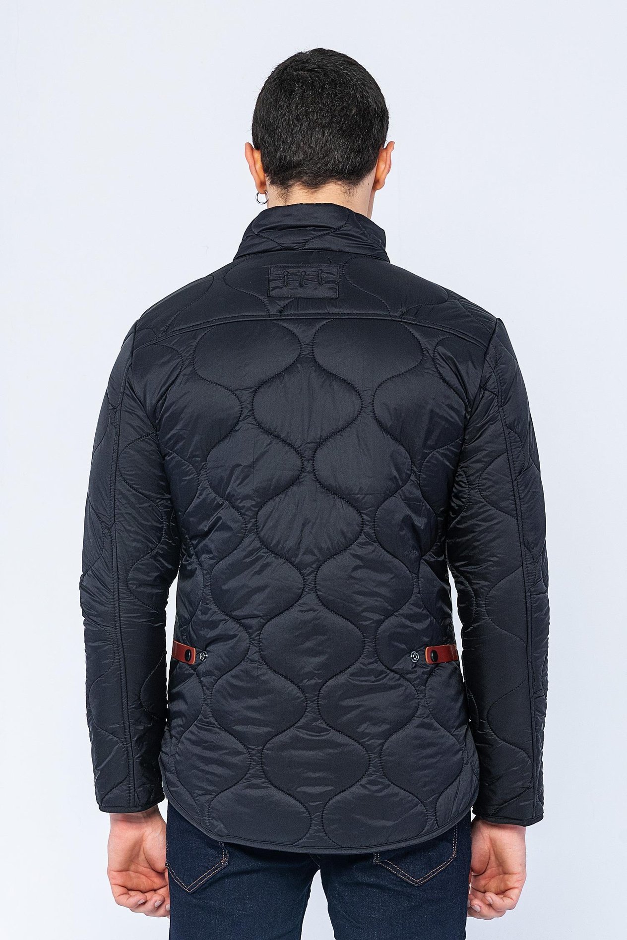 CEKMON Erkek Slim Fit Dik Yaka Fermuarlı Düğmeli Cepli Kalın Kapitone Şişme Mont 