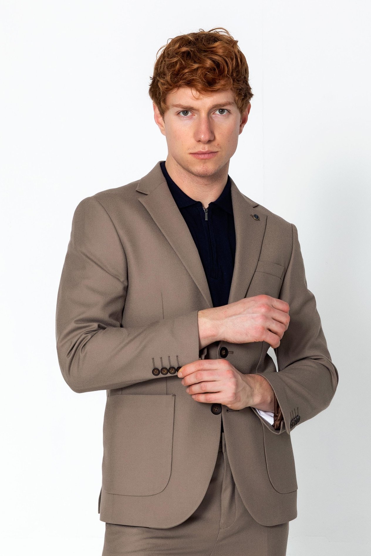 CEKMON Erkek Slim Fit Esnek Kumaş İngiliz Dikişli Yarım Astar Takım Elbise 