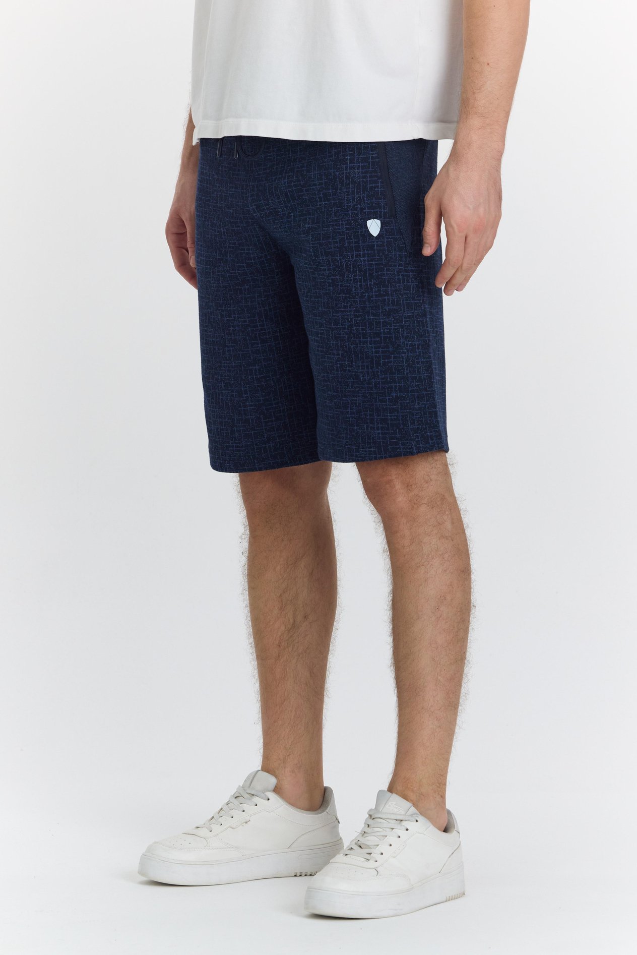 Erkek Polycotton Baskılı Şort Lacivert 6047-L
