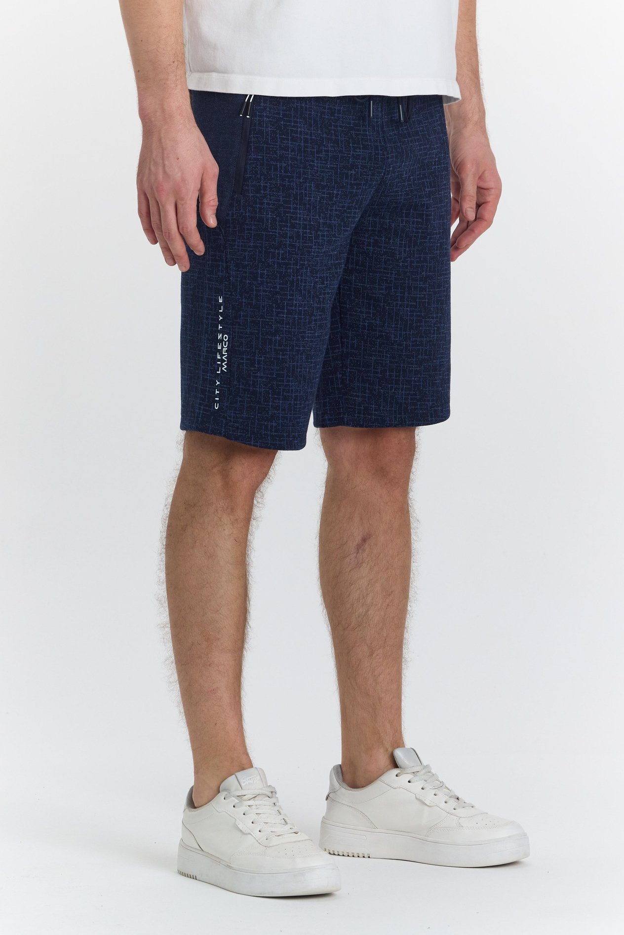 Erkek Polycotton Baskılı Şort Lacivert 6047-L