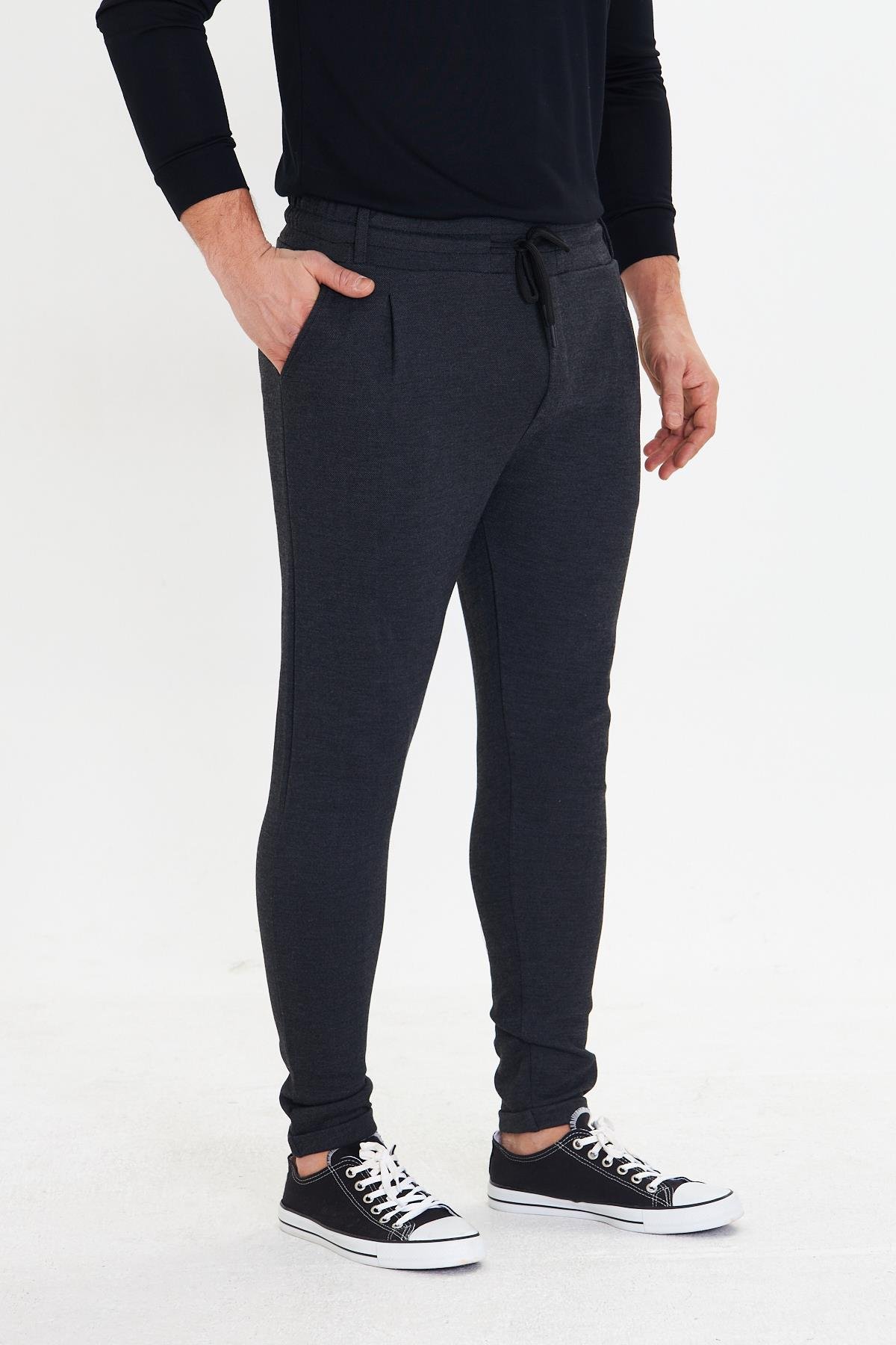 Erkek Polycotton Jogger Pantalon Siyah 5801-S