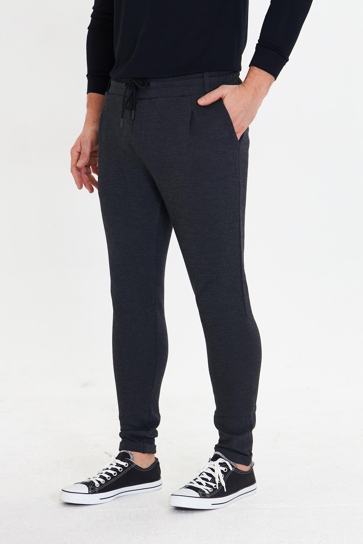 Erkek Polycotton Jogger Pantalon Siyah 5801-S