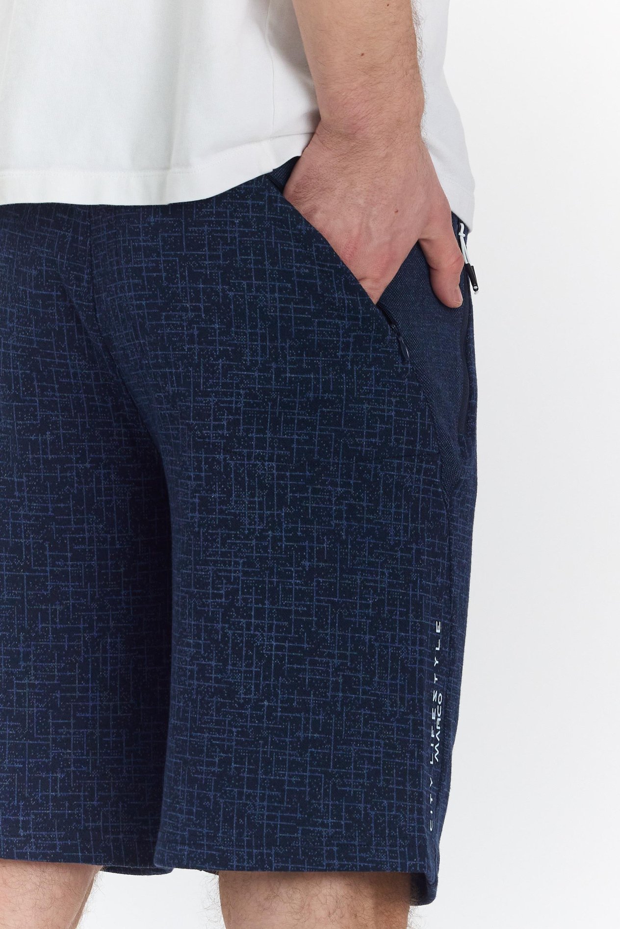 Erkek Polycotton Baskılı Şort Lacivert 6047-L
