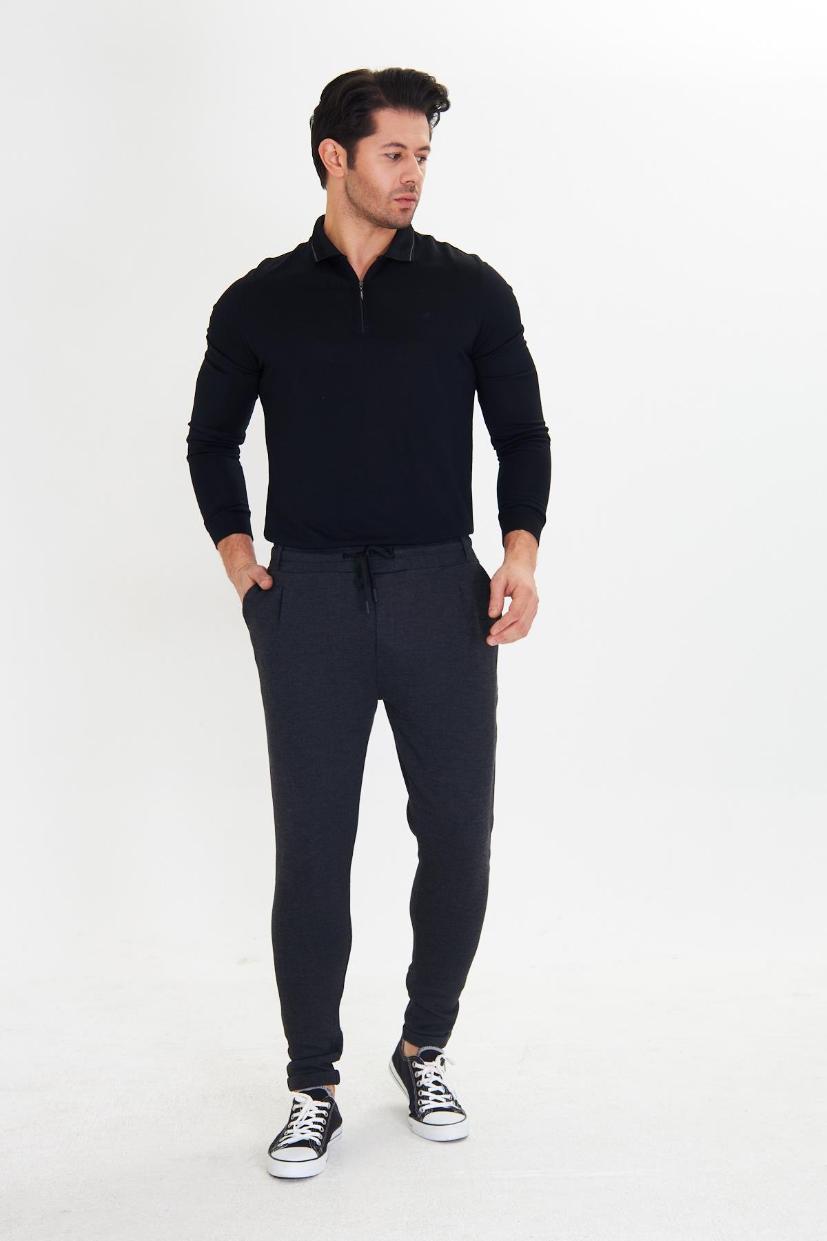 Erkek Polycotton Jogger Pantalon Siyah 5801-S