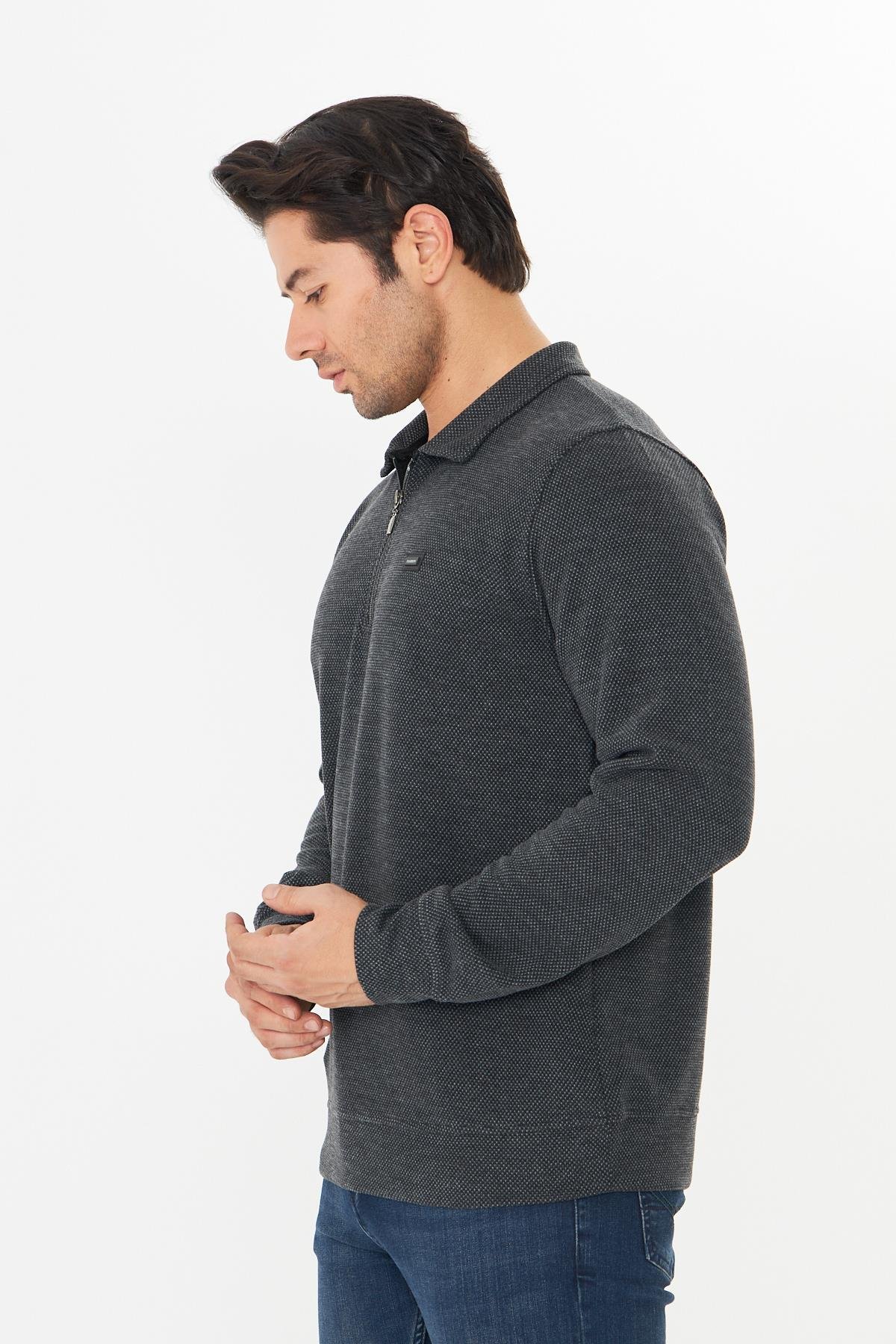 Erkek Supersoft Yarım fermuar Yakalı Selanik Kumaş Sweatshirt 5237-S