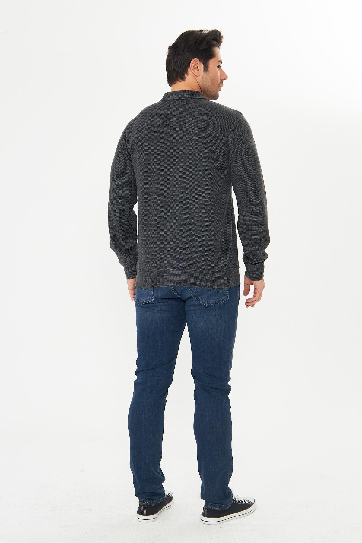 Erkek Supersoft Yarım fermuar Yakalı Selanik Kumaş Sweatshirt 5237-S