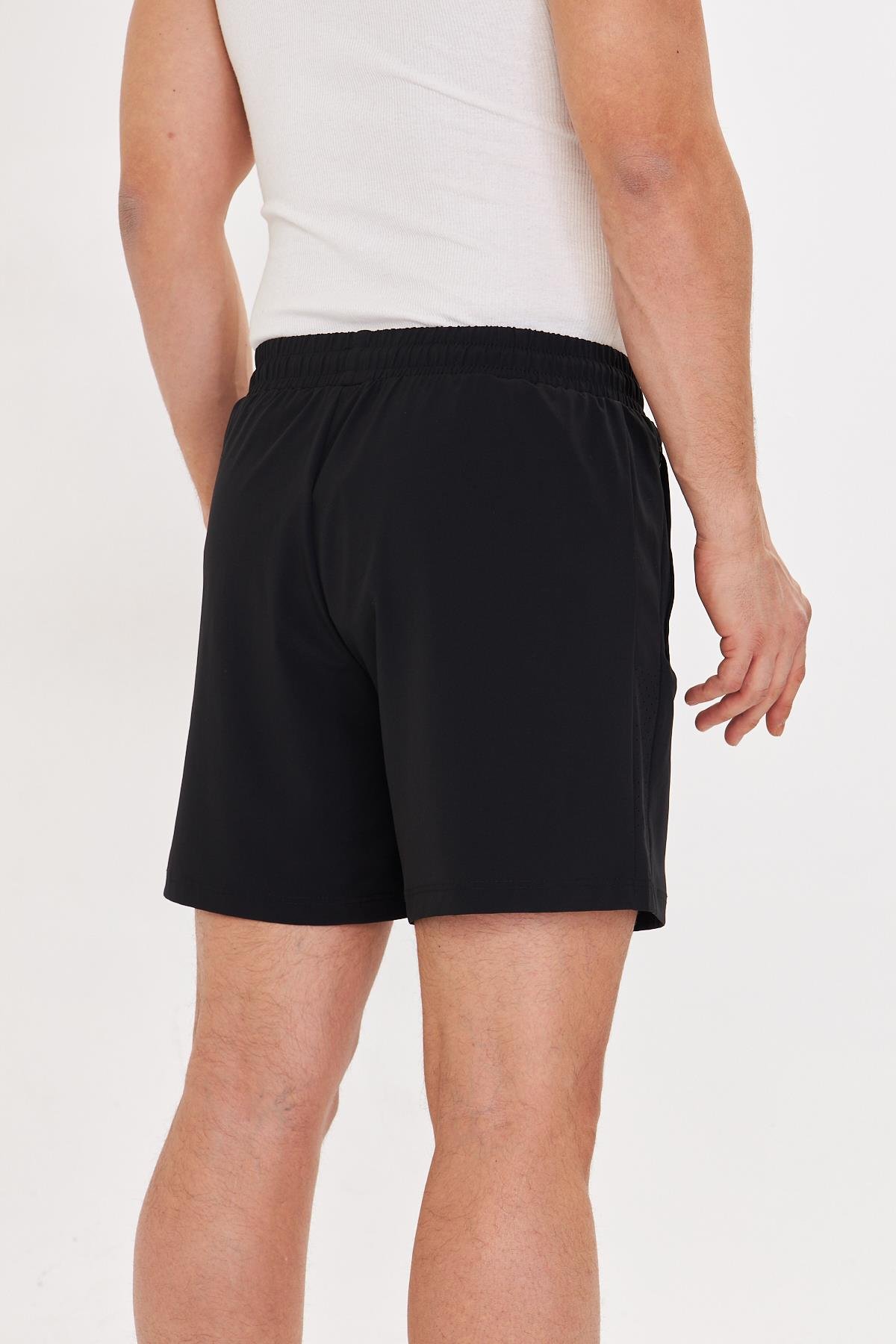Erkek StretchFit İçi Astarlı Esnek Sporcu Şortu Siyah 2658-S