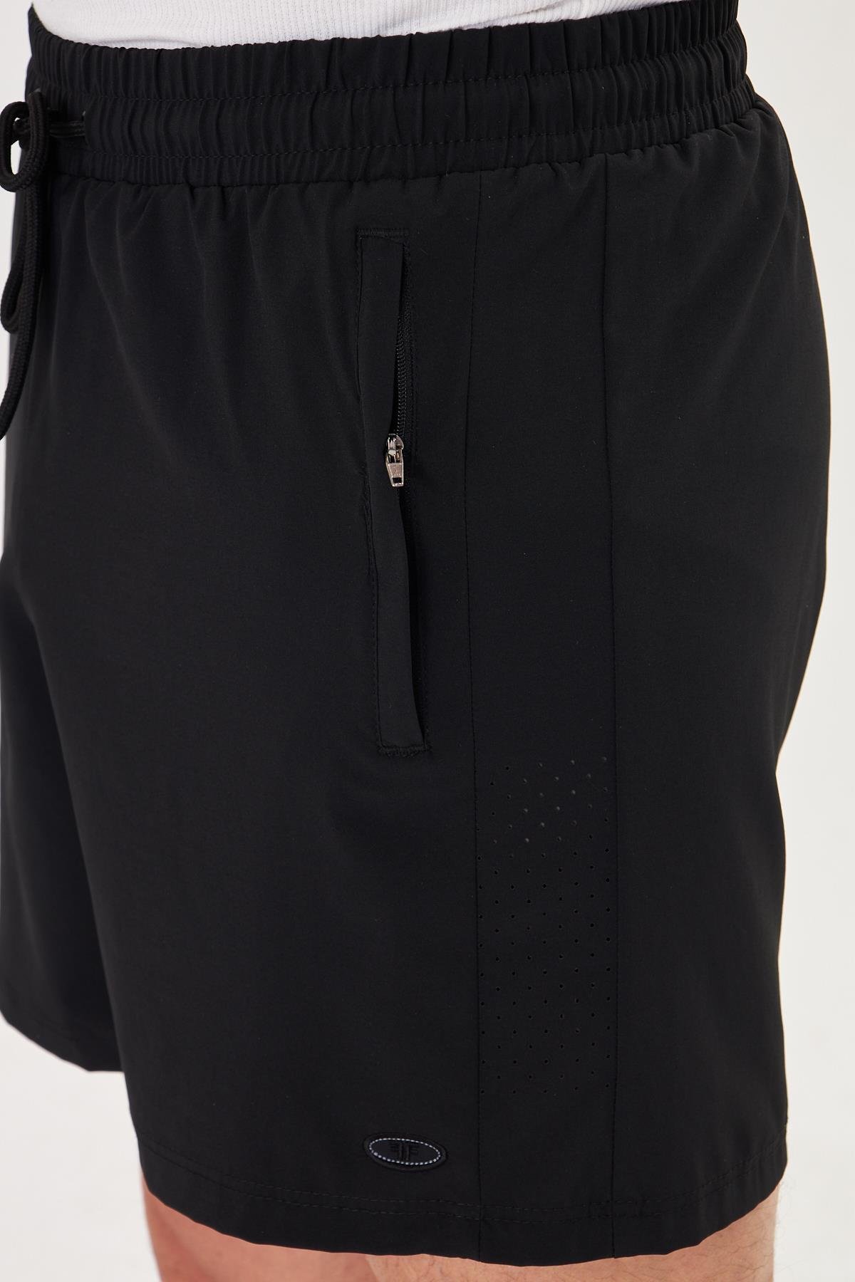 Erkek StretchFit İçi Astarlı Esnek Sporcu Şortu Siyah 2658-S