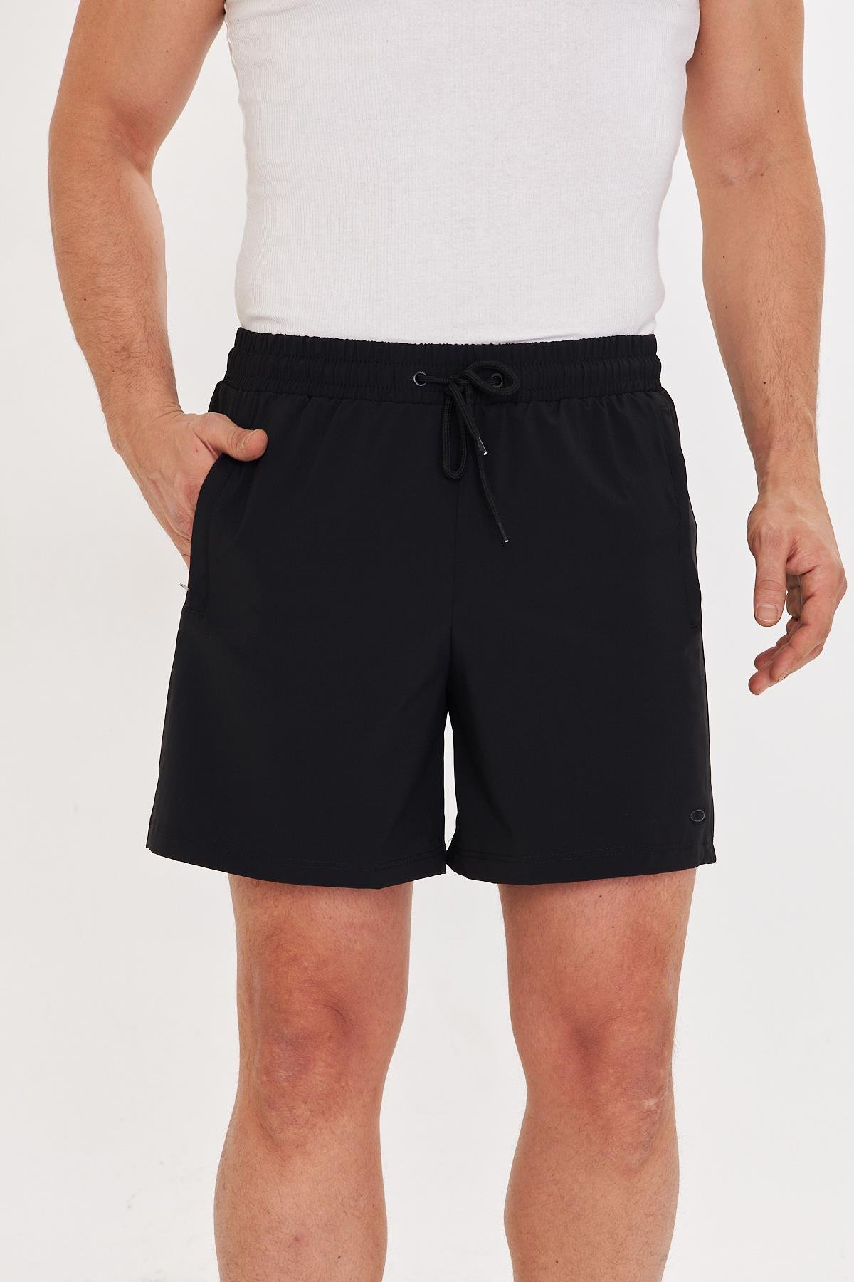 Erkek StretchFit İçi Astarlı Esnek Sporcu Şortu Siyah 2658-S