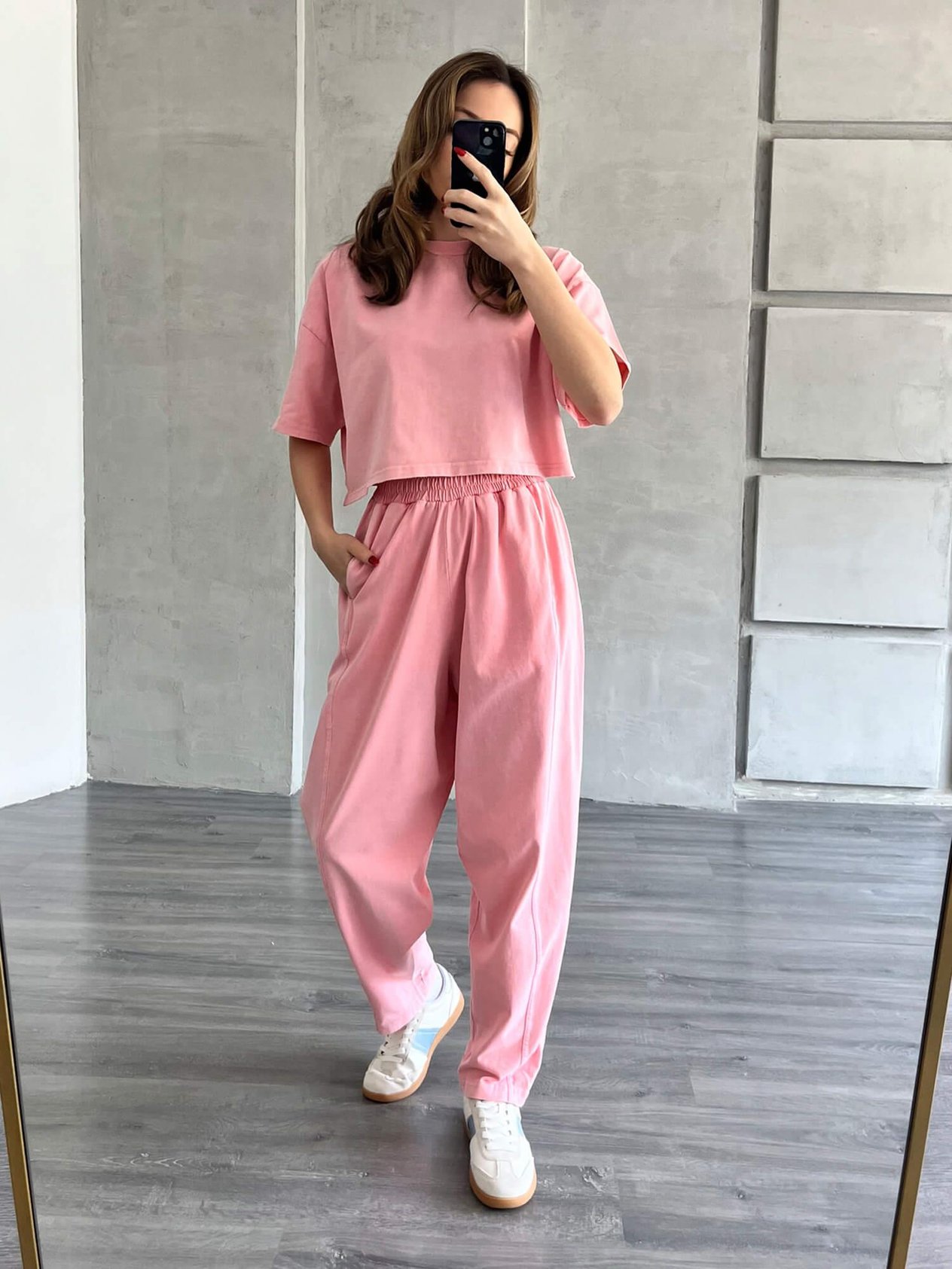 Tişörtlü Eşofman Takımı Pembe