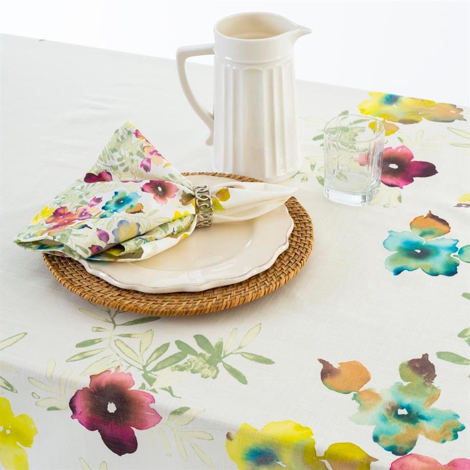 Bej Üzerine Renkli Çiçek Baskılı 160x300 Masa Örtüsü CVICA1C00X00001001-0089