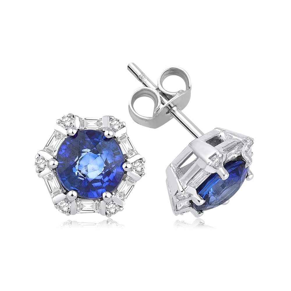 2.66 Karat Pırlanta Safir Küpe