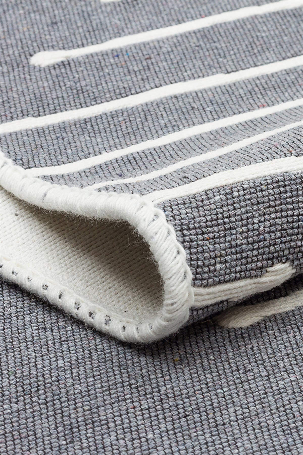 ARYA AR 15 GREY  Yıkanabilir Çift Taraflı Modern Desenli Dokuma Kilim