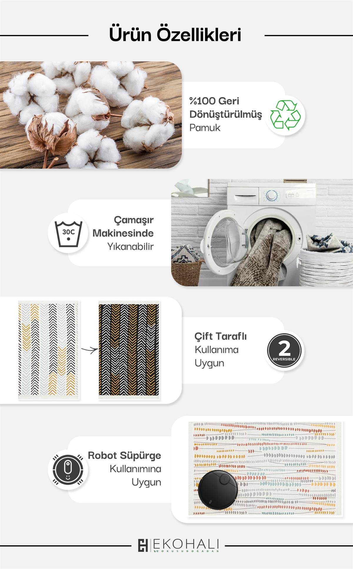 ARYA AR 15 GREY  Yıkanabilir Çift Taraflı Modern Desenli Dokuma Kilim