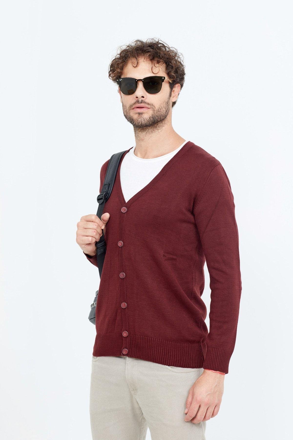TARZ COOLHırkaTRZCM1215Erkek Bordo Ince Triko Hırka -trzcm1215r05
