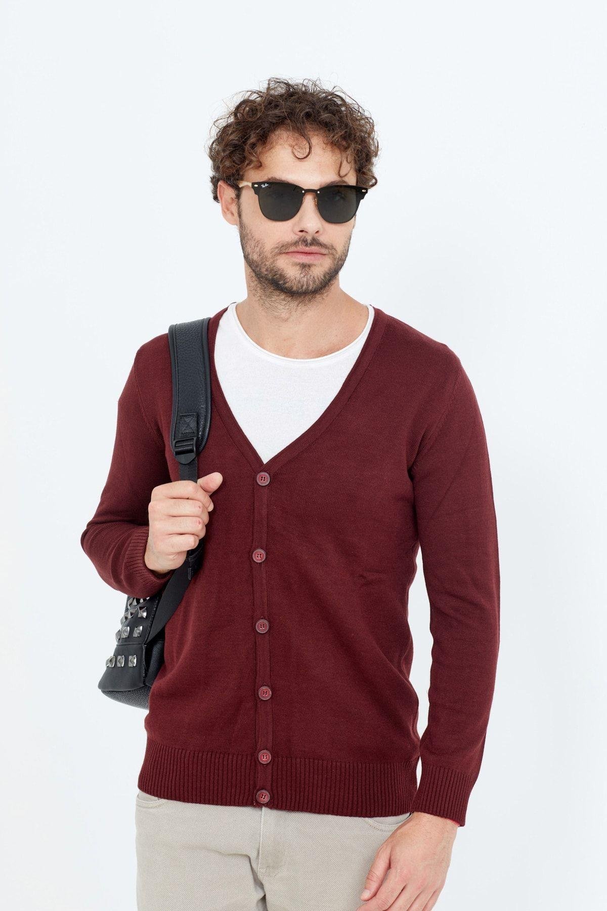 TARZ COOLHırkaTRZCM1215Erkek Bordo Ince Triko Hırka -trzcm1215r05