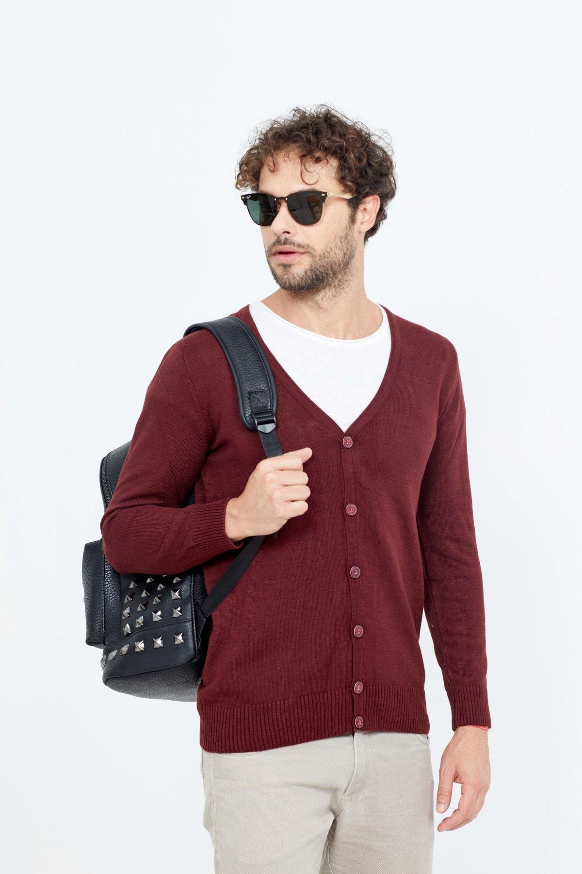 TARZ COOLHırkaTRZCM1215Erkek Bordo Ince Triko Hırka -trzcm1215r05