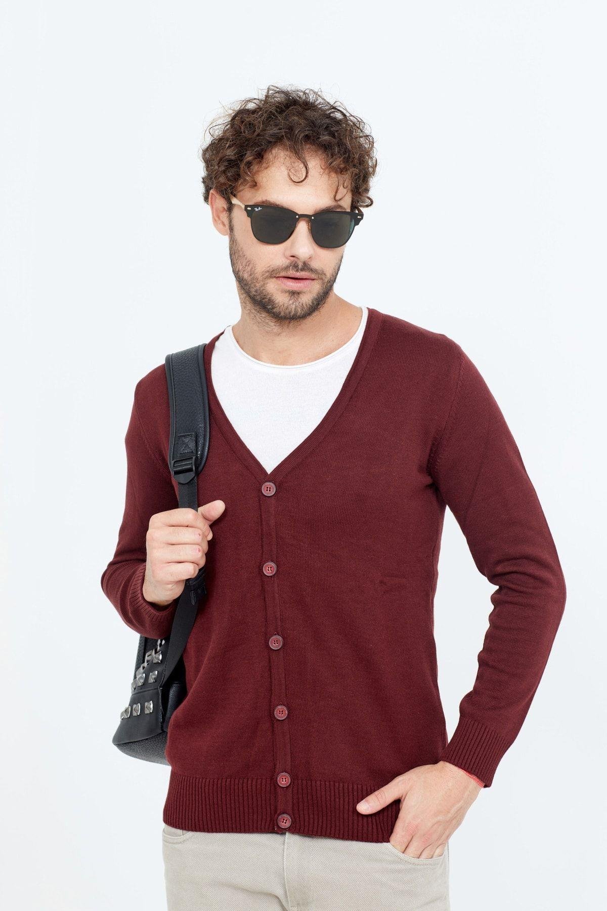 TARZ COOLHırkaTRZCM1215Erkek Bordo Ince Triko Hırka -trzcm1215r05