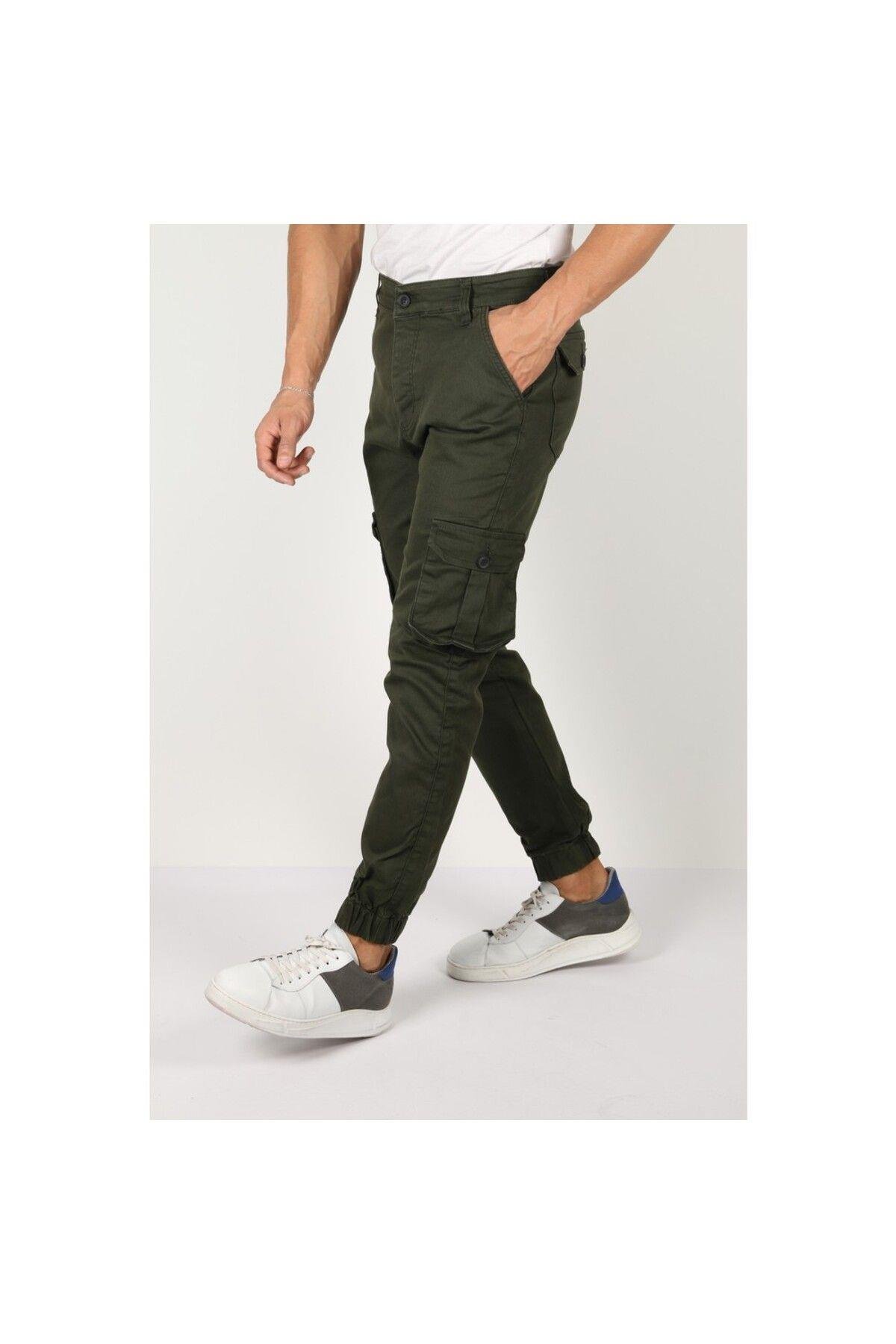 TARZ COOLPantolonTCPT001Erkek Haki Slim Fit Kargo Cep Likralı Pantolon