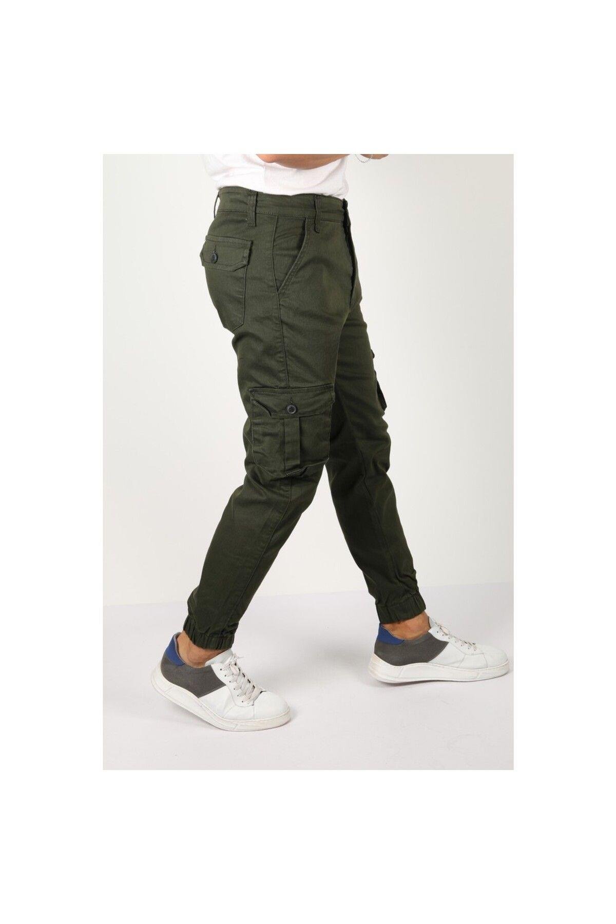 TARZ COOLPantolonTCPT001Erkek Haki Slim Fit Kargo Cep Likralı Pantolon