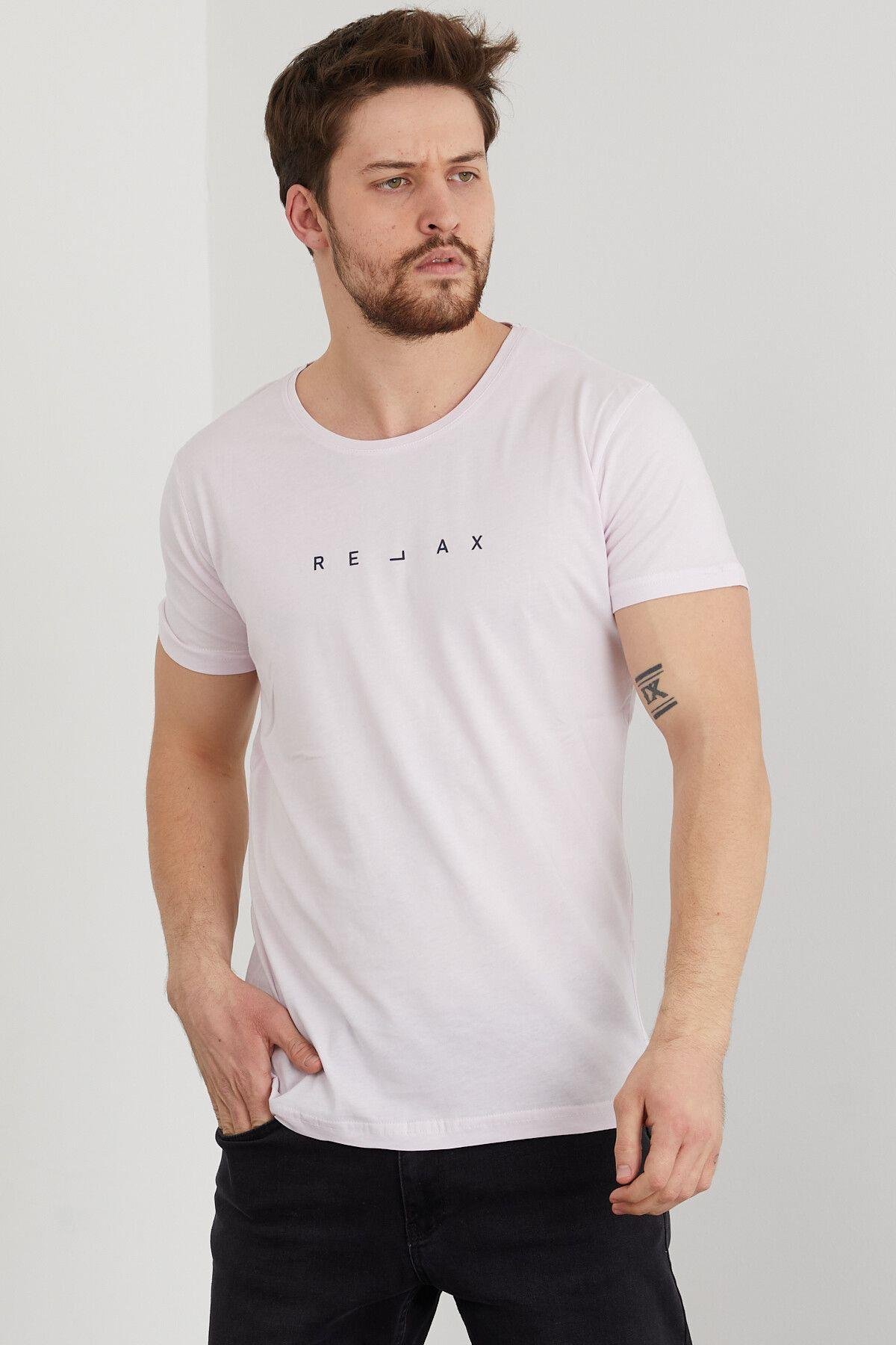 TARZ COOLT-ShirtRLXTSErkek Kırık Beyaz Baskılı Slim Fit T-shirt-rlxtsr16s